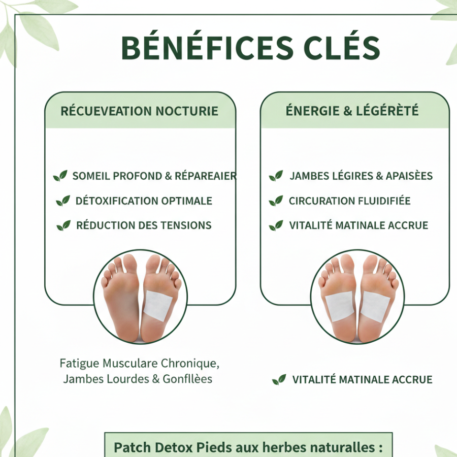 🌿 Patch Detox Pieds aux herbes naturelles (1 carton = 10 patchs) (Homme et Femme)