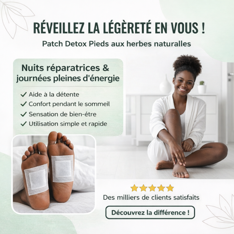 🌿 Patch Detox Pieds aux herbes naturelles (1 carton = 10 patchs) (Homme et Femme)