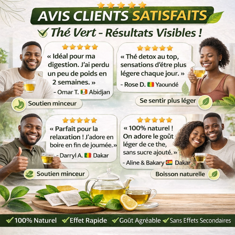 Thé Vert Naturel, Forme & Bien-être (VVATATEA) ( 1 carton = 50 sachets de thé vert)