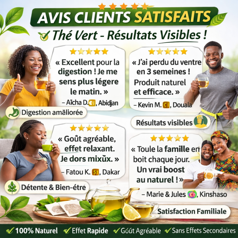 Thé Vert Naturel, Forme & Bien-être (VVATATEA) ( 1 carton = 50 sachets de thé vert)