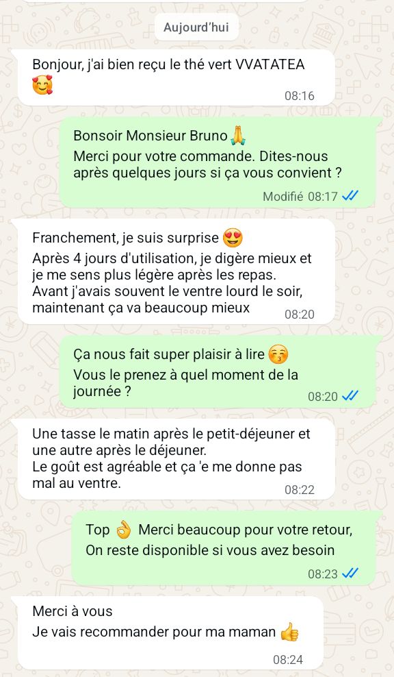 Thé Vert Naturel, Forme & Bien-être (VVATATEA) ( 1 carton = 50 sachets de thé vert)