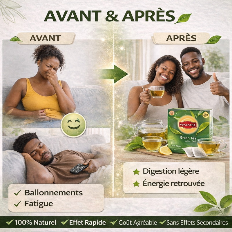 Thé Vert Naturel, Forme & Bien-être (VVATATEA) ( 1 carton = 50 sachets de thé vert)